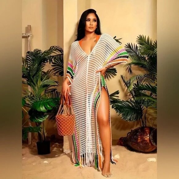 Crochet Multicolor Beach cover up - Picture 1 of 3